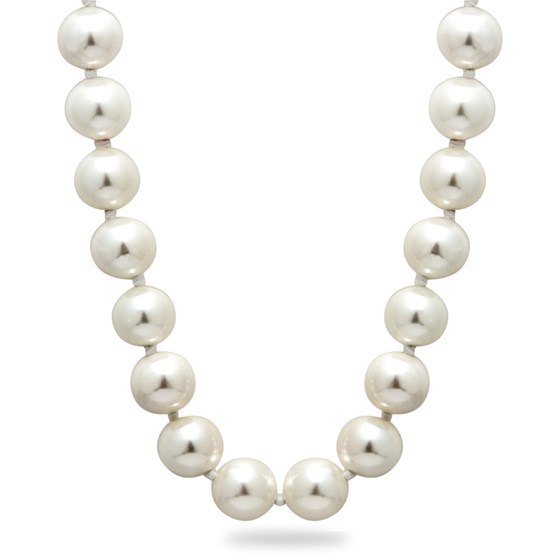 Polished White Shell Bead Hand Knotted Pearl Necklace 36 in. Polished White Shell Bead Hand Knotted Pearl Necklace 36 in.